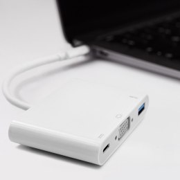 Qoltec Hub Adapter USB-C 3.1 3w1 | USB 3.0 | VGA | USB-C 3.1 PD 92W