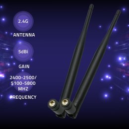 Qoltec Antena Wi-Fi 2.4/2.5 GHz | 5.1/5.8 GHz | 5dBi | dookólna | wewnętrzna