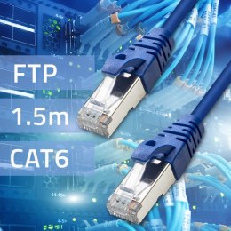 Qoltec Kabel Patchcord FTP | CAT6 | 2 x RJ-45 | 1.5m | High speed | Gold | Ekranowany