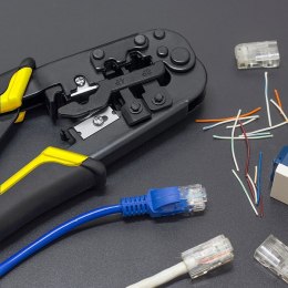 Qoltec Modułowa zaciskarka do cięcia i zaciskania kabli Ethernet 8P 6P